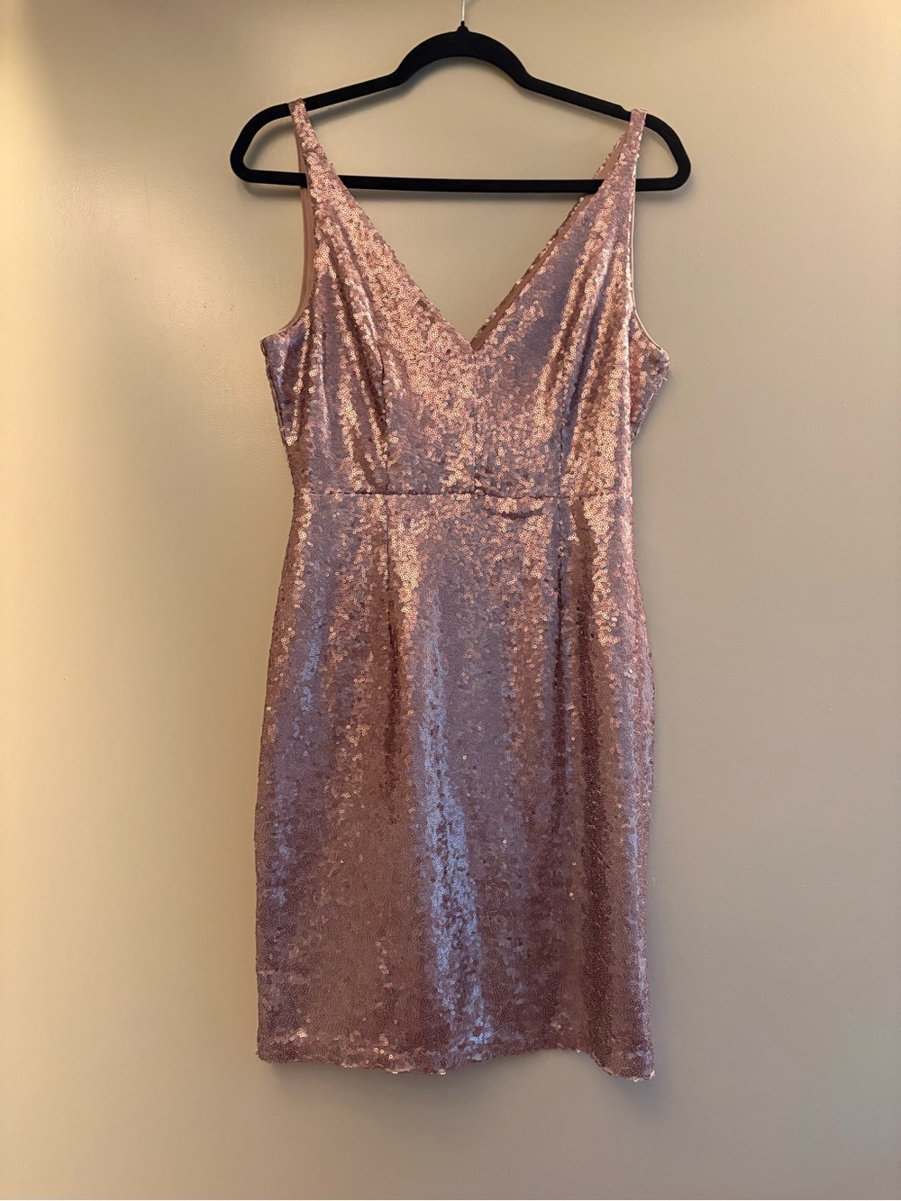 Lulu's Rose Gold Sequin V-Neck Midi Dress